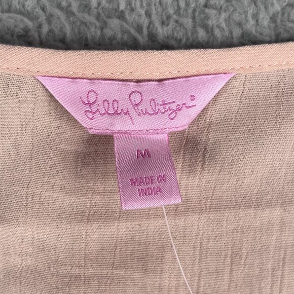 NWT Lilly Pulitzer Boho Shandy Blouse Womens Medium Sandstone Bell Sleeve - Picture 3 of 9